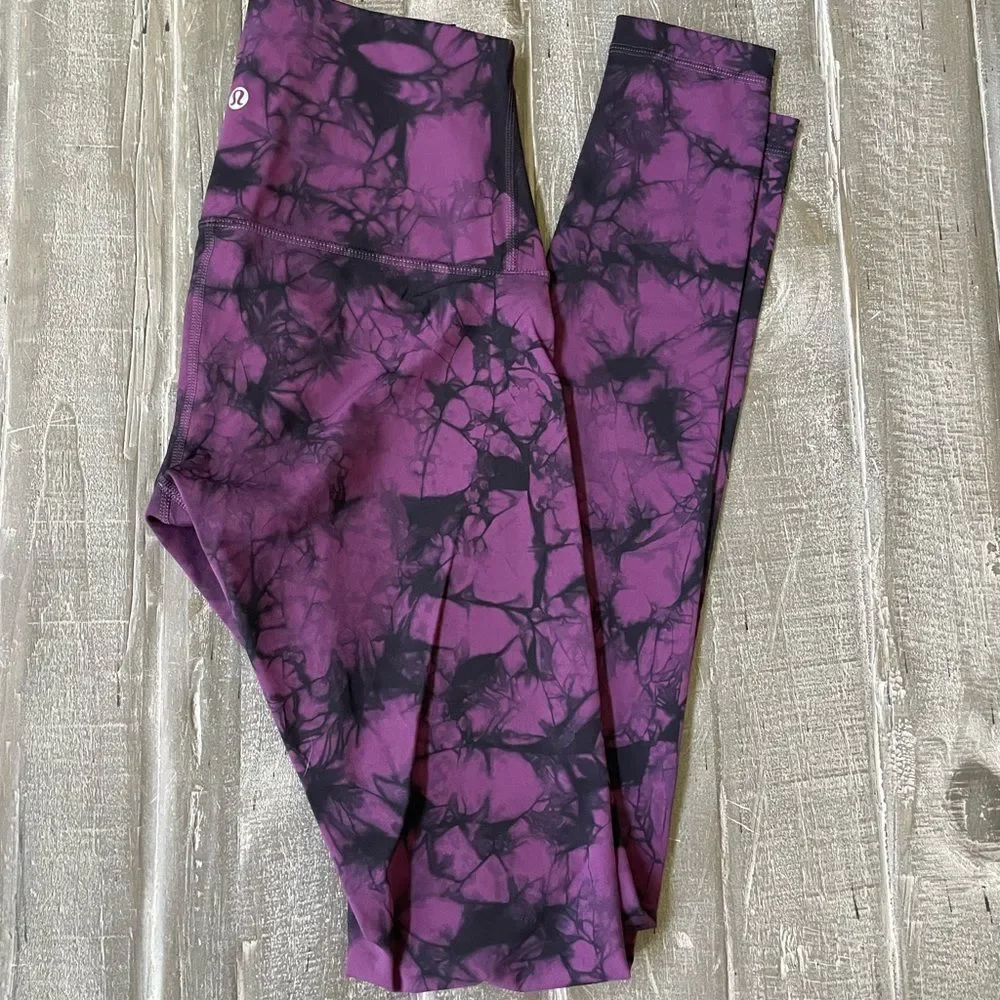 Lululemon Purple Print Active Long Leggings Tights 4